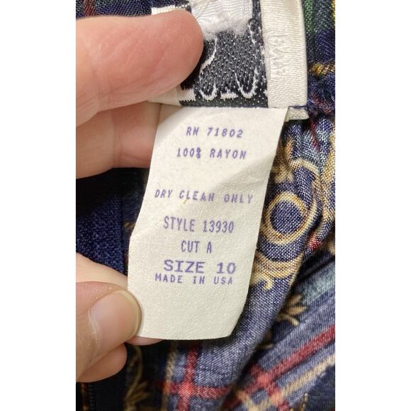 VTG 90s Gaucho Pants Womens Size 10 Plaid Wide Leg Elastic Waist USA Preppy - Picture 13 of 13